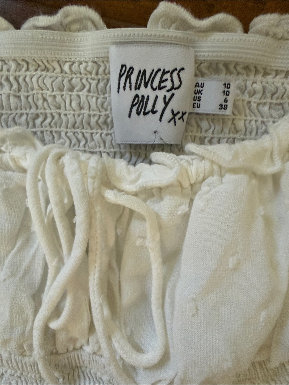Princess Polly White Ruffled Off-Shoulder Smocked Crop Top - Picture 2 of 4